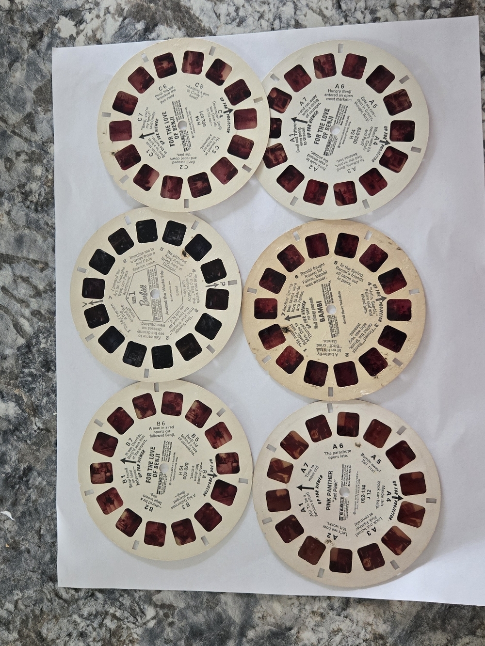 Vintage View-Master Reels - Benji, Bambi, Barbie And Pink Panther Photo Slides